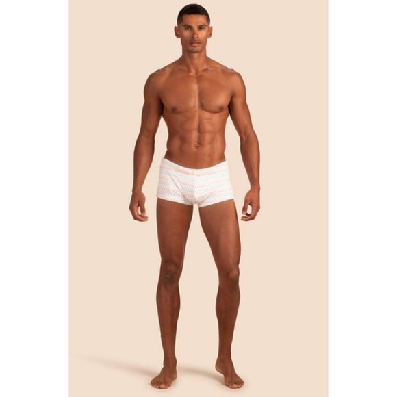 MR TURK Sorrento Swim Trunk ~ White Dotted Stripe Swim Knit Medium M NWOT - Picture 4 of 9